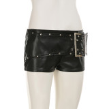 EVE Rivet Waistband Leather Short GPBY-SK8476