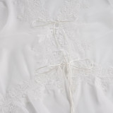 EVE Lace Patchwork Chiffon Tie Up T Shirt GPKJ-MR50303
