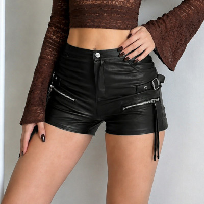 EVE Zipper Leather Shorts GPKJ-MR50569