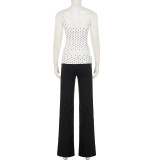 EVE Polka Dot Print Tank Top Straight Pant Suit GPKJ-MR50309