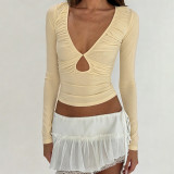 EVE Hollow Out V Neck T Shirt GPKJ-MR50200