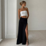 EVE Solid Color High Waist Long Skirt GPKJ-MR51220