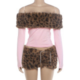 EVE Leopard One Shoulder Two Piece Skirts Set DLSF-K6S14578A