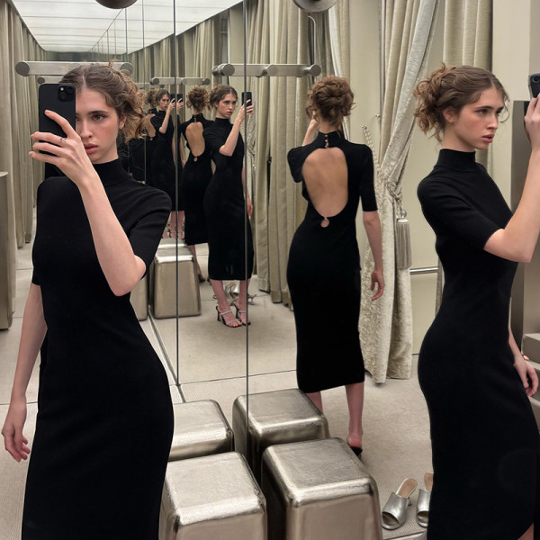 EVE Short Sleeve Backless Midi Dress XEF-K6D13872A