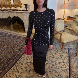 EVE Polka Dot Print Long Sleeve Maxi Dress LJSF-D6722163X