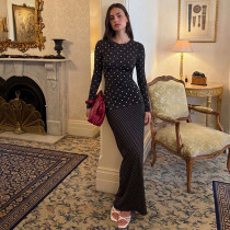 EVE Polka Dot Print Long Sleeve Maxi Dress LJSF-D6722163X