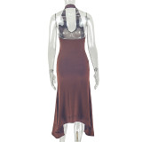 EVE Color Block Ruched Sleeveless Maxi Dress GJYO-JD305681