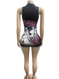 EVE Casual Skull Print Sleeveless Mini Dress GFCF-1522