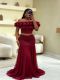 EVE One Shoulder Hot Drill Top Mesh Long Skirt Suit GADE-9937