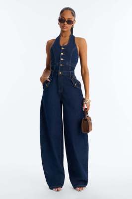 EVE Fashion Halterneck Denim Jumpsuit LX-6205