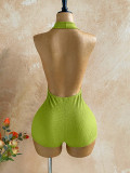 EVE Halterneck Deep V Neck Romper GZIY-6399