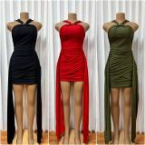 EVE Halterneck Sleeveless Ruched Mini Dress GADE-11159