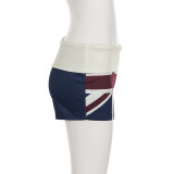 EVE Contrast Color Patchwork Print Shorts GPKJ-MR50969