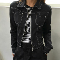 EVE Imitation Denim Zipper Lapel Jacket GPKJ-MR50759