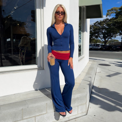 EVE Sport Yoga Long Sleeve Top Stright Pants Suit GPKJ-MR51428