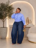 EVE Diamond Studded Sriped Long Seeve Shirt GCNE-75694
