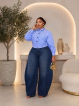 EVE Diamond Studded Sriped Long Seeve Shirt GCNE-75694