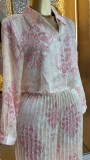 EVE Lapel Long Sleeve Print Shirt Two Piece Pants Set GCNE-2026070212HK