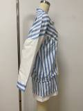 EVE Contrast Color Stripe Shirt Two Piece Short Set LSD-3013