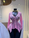 EVE Hollow Out Lace Irregular Shirt GCNE-75607