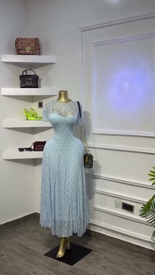 EVE Lace Short Sleeve Slim Maxi Dress GCNE-75767