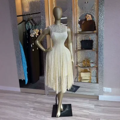 EVE Sleeveless Solid Color Pleated Midi Dress GCNE-75674