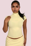 EVE Solid Color Short Sleeve Two Piece Skirts Set GFCF-1491
