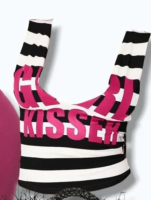 EVE U Neck Stripe Letter Print Tank Top GFCF-1525