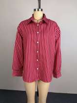 EVE Stripe Long Sleeve Loose Shirt GCNE-75184