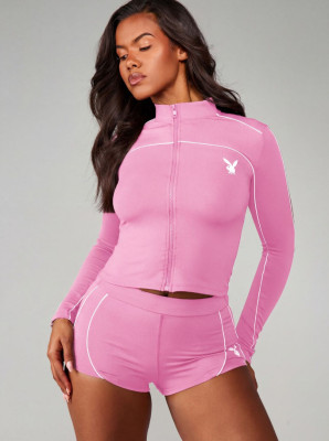 EVE Long Sleeve Zipper Top Two Piece Shorts Set GFCF-1512