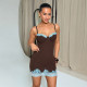 EVE Lace Patchwork Contrast Color Mini Dress GPKJ-MR51074