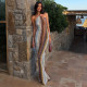 EVE Print Sleeveless Halterneck Maxi Dress GZJQ-K6D15542A