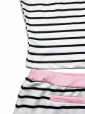 EVE Sexy Stripe Print Vest Two Piece Skirt Set SHD-8124