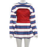EVE Stripe Print Tube Top Contast Color 2 Piece Top GZJQ-K6S14151A