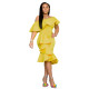 EVE Solid Color Ruffles Irregular Midi Dress XMY-N044
