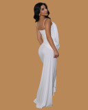 EVE Solid Color Ruched Spaghetti Straps Maxi Dress GTYZ-7619