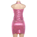EVE Halterneck Backless Top Two Piece Skirts Set GZJQ-K6S15401A