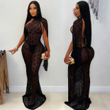 EVE See Through Lace Shawl Sexy Maxi Dress(With Underpants) BY-7809