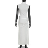EVE Sleeveless Solid Color High Split Maxi Dress GDSF-J26DS317