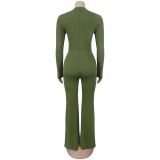 EVE Long Sleeve Hollow Out Two Piece Pants Set BY-7806