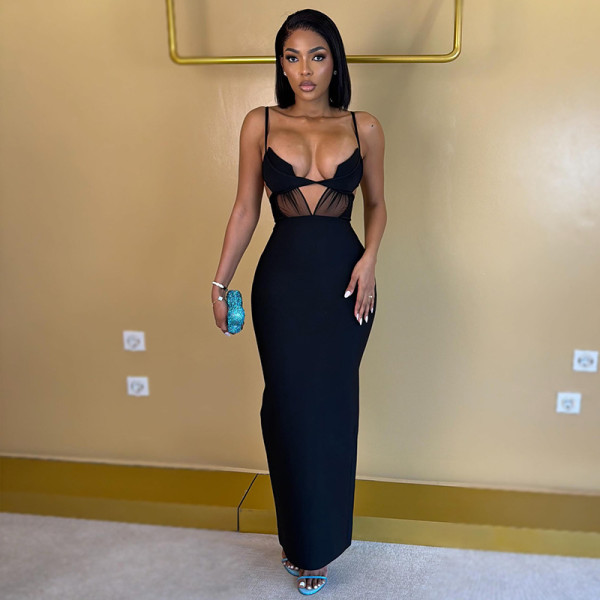 EVE Solid Color Backless Sing Maxi Dress GJYO-JD305718