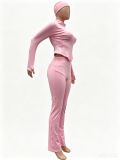 EVE Tight Long Sleeve Micro Flare Pants 2 Piece Set(With Headscarf) TK-6356
