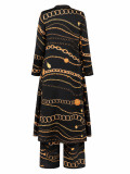 EVE Long Sleeve Print Coat Skin Two Piece Pants Set HNIF-HN188