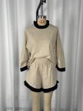 EVE Contrast Color Ruffles Edge Two Piece Shorts Set GWDS-260711