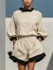 EVE Contrast Color Ruffles Edge Two Piece Shorts Set GWDS-260711