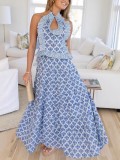 EVE Off Shoulder Backless Print Two Piece Skirts Set GXBQ-FK190101
