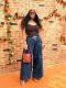 EVE Plus Size Loose Pleated Wide Leg Jeans GYLN-6390