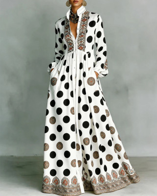 EVE Plus Size Patterned Printed Long Dress GQLK-KG6697