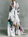 EVE Plus Size Patterned Printed Long Dress GQLK-KG6697
