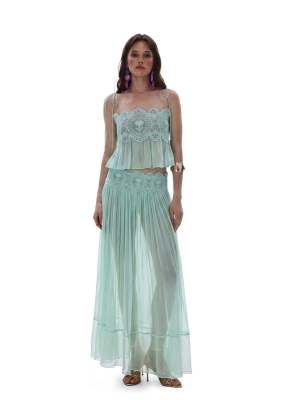 EVE Chiffon Lace Splicing Tie Up Two Piece Skirts Set GKYS-3053-01